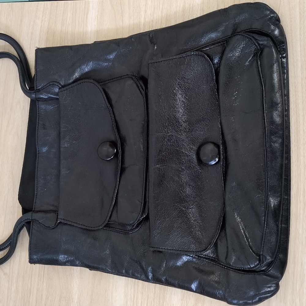 Leather Black Tote Bag with Magnetic Closure